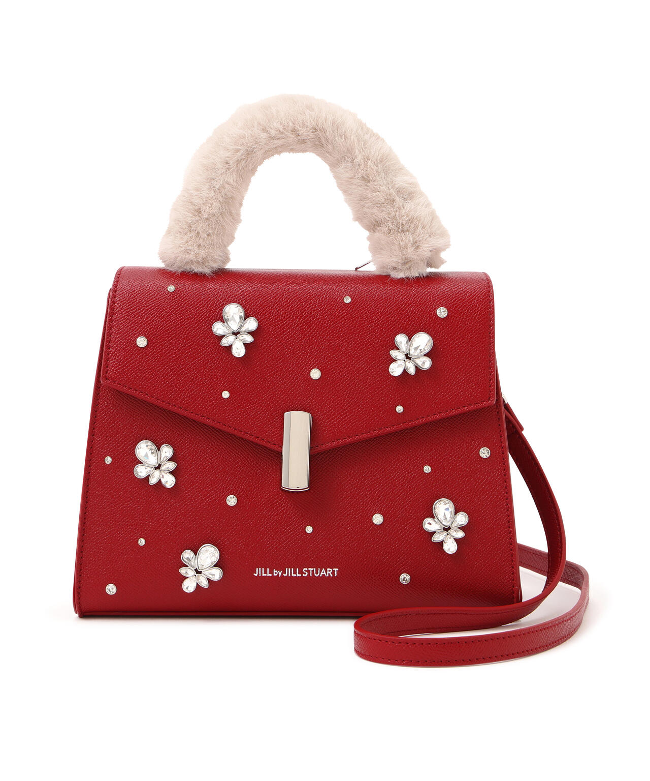 ランダムビジューファーハンドルバッグ