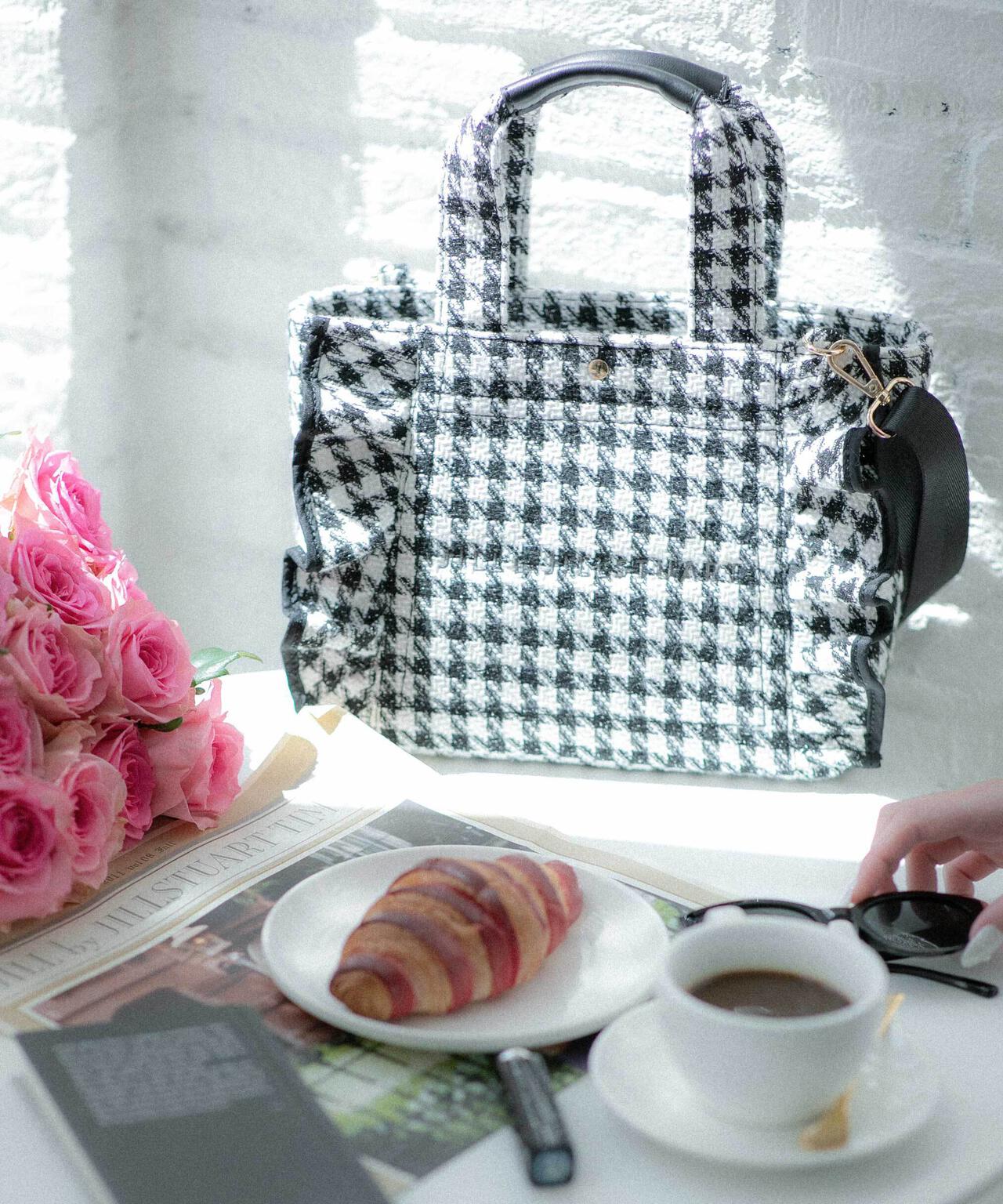 チドリツイードフリルトートバッグ