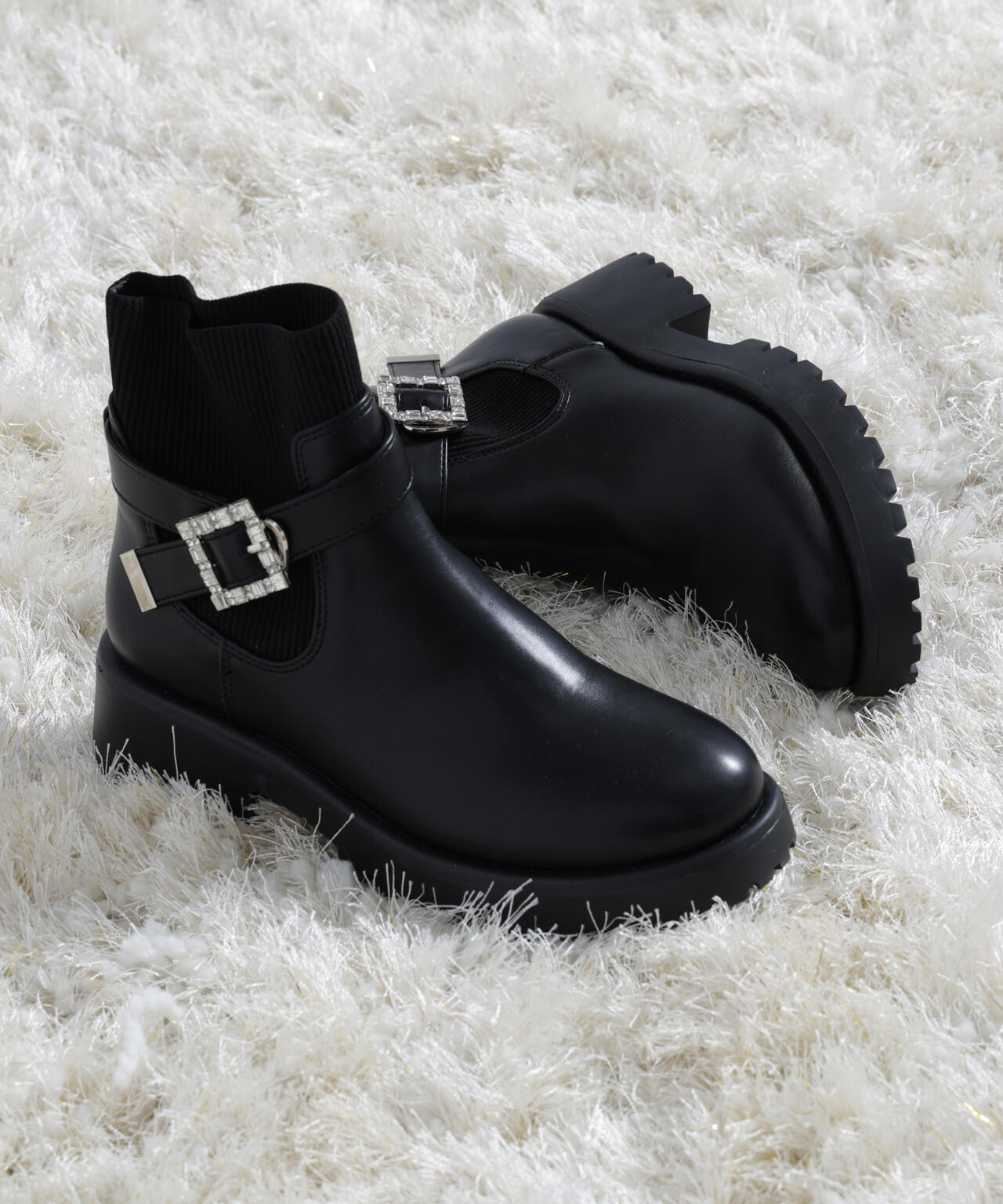 ビジューベルトショートブーツ