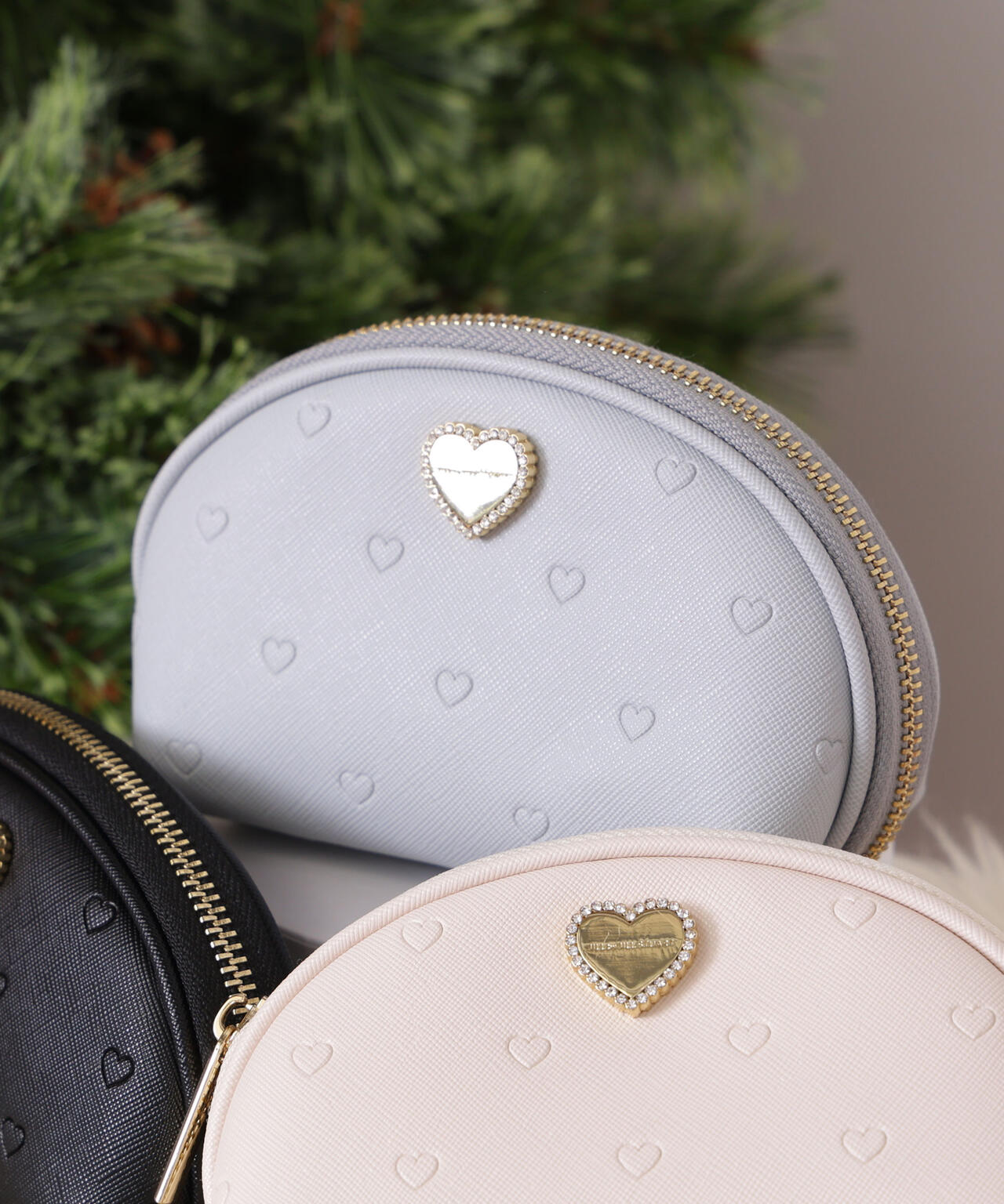 エンボスハートポーチ