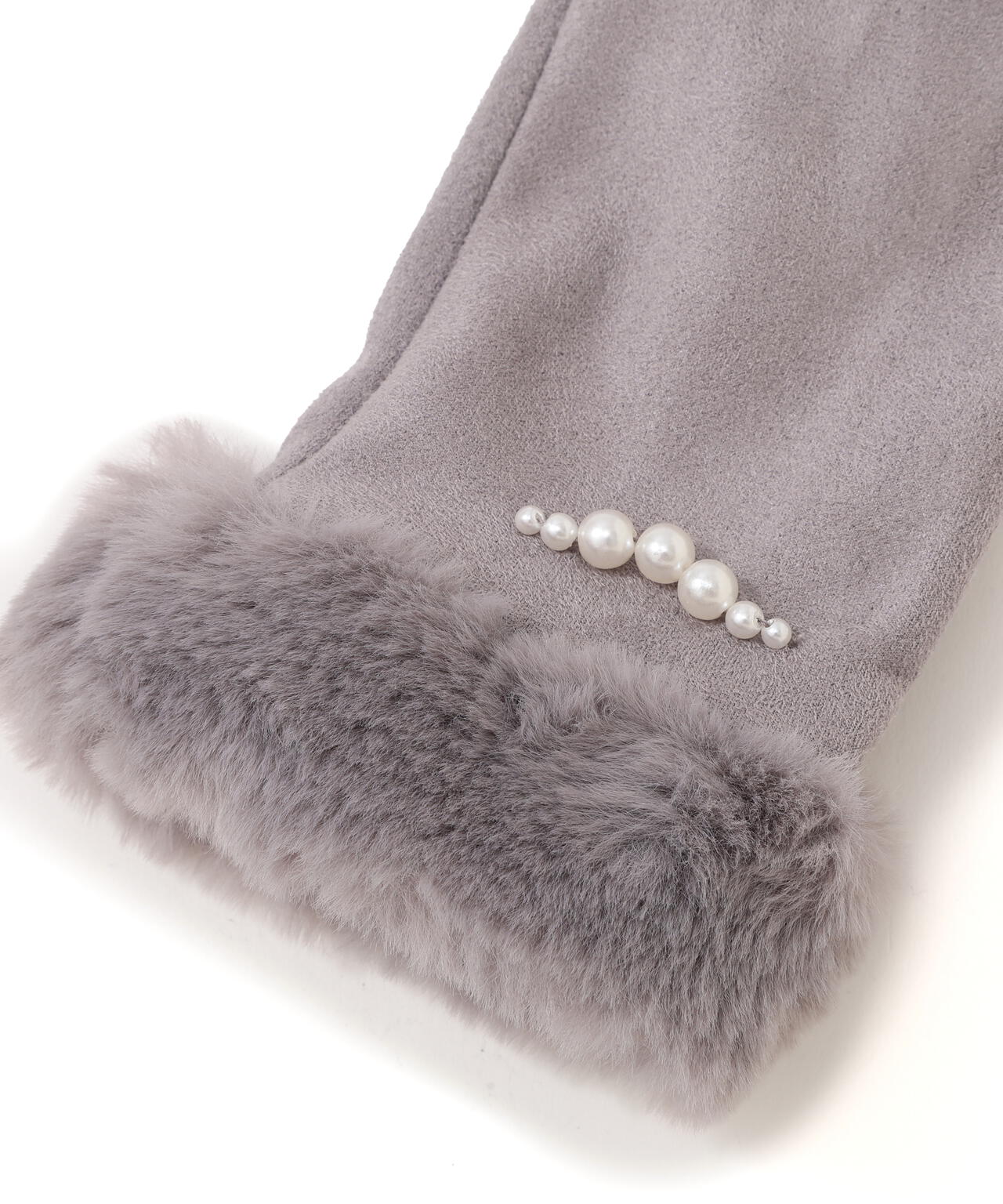 フェイクスエードフェイクファー付きグローブ