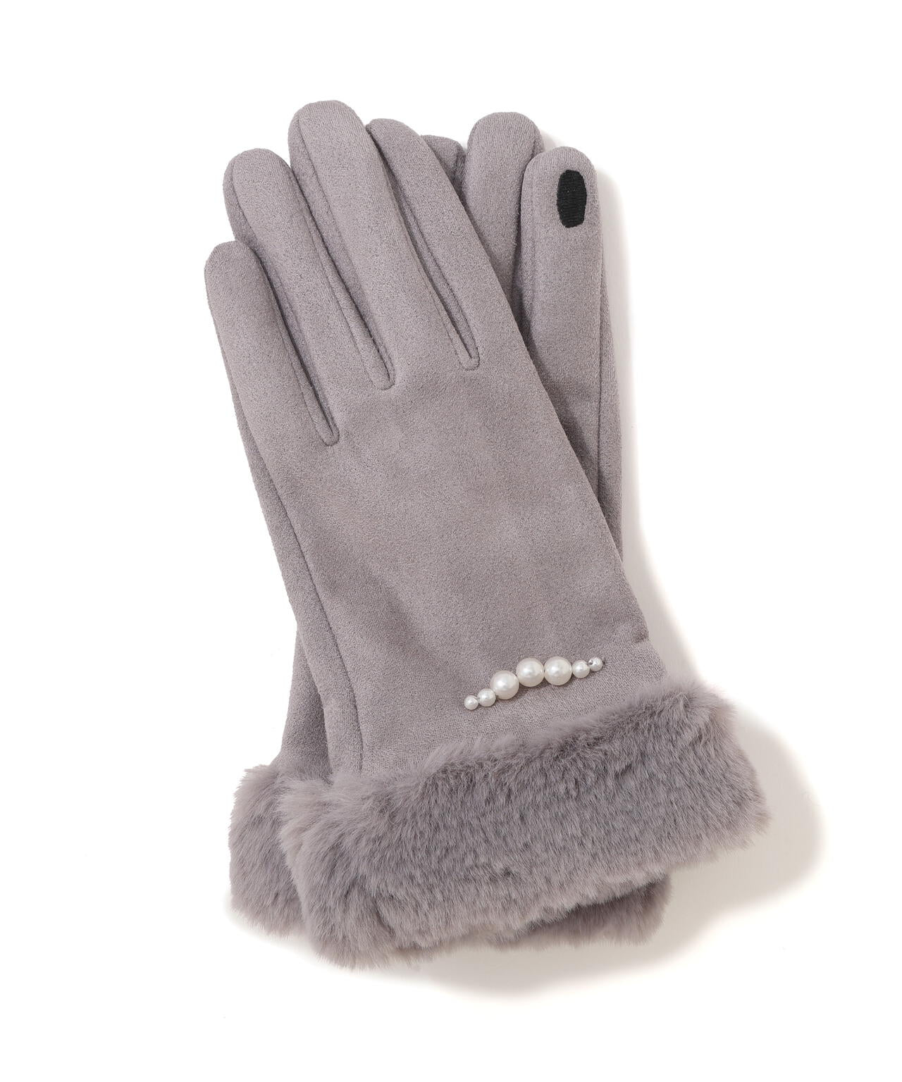 フェイクスエードフェイクファー付きグローブ