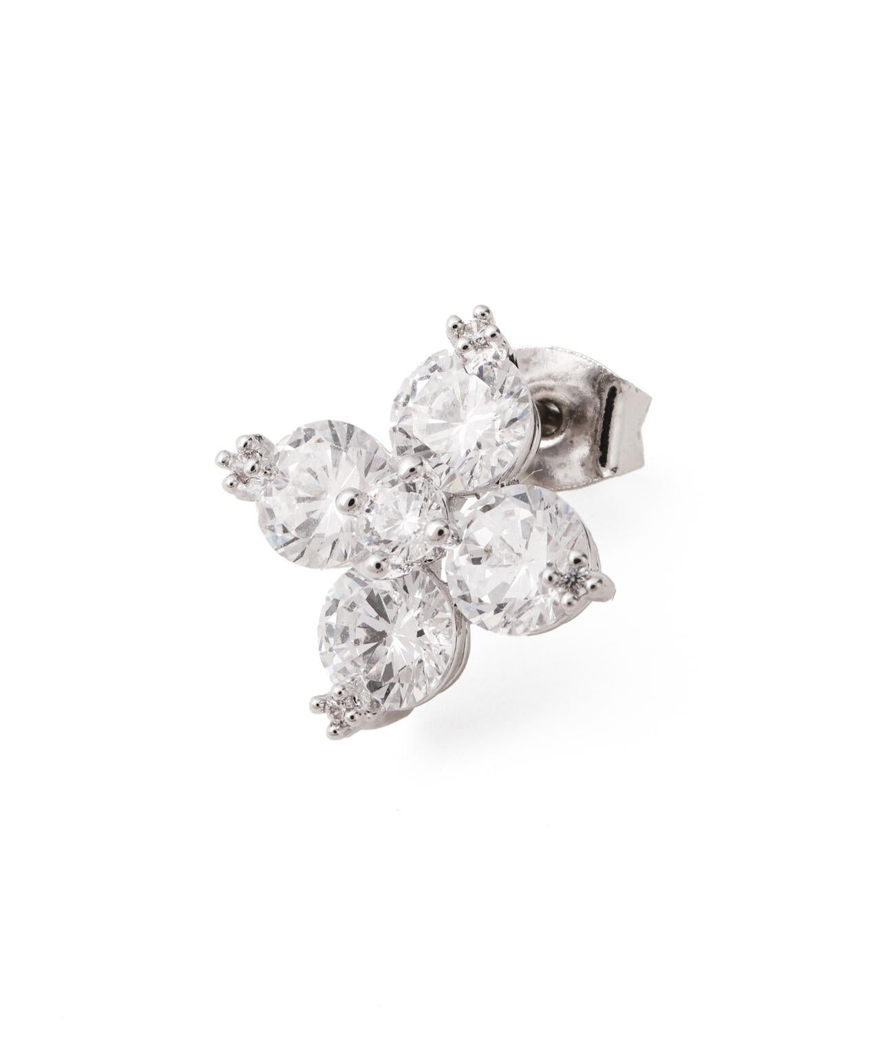 Cubic 大粒クローバーピアス