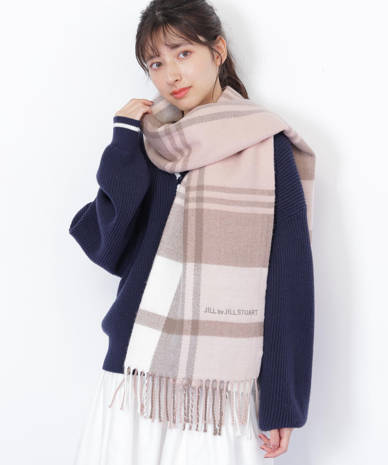 エンブロイダリーロゴチェックストール