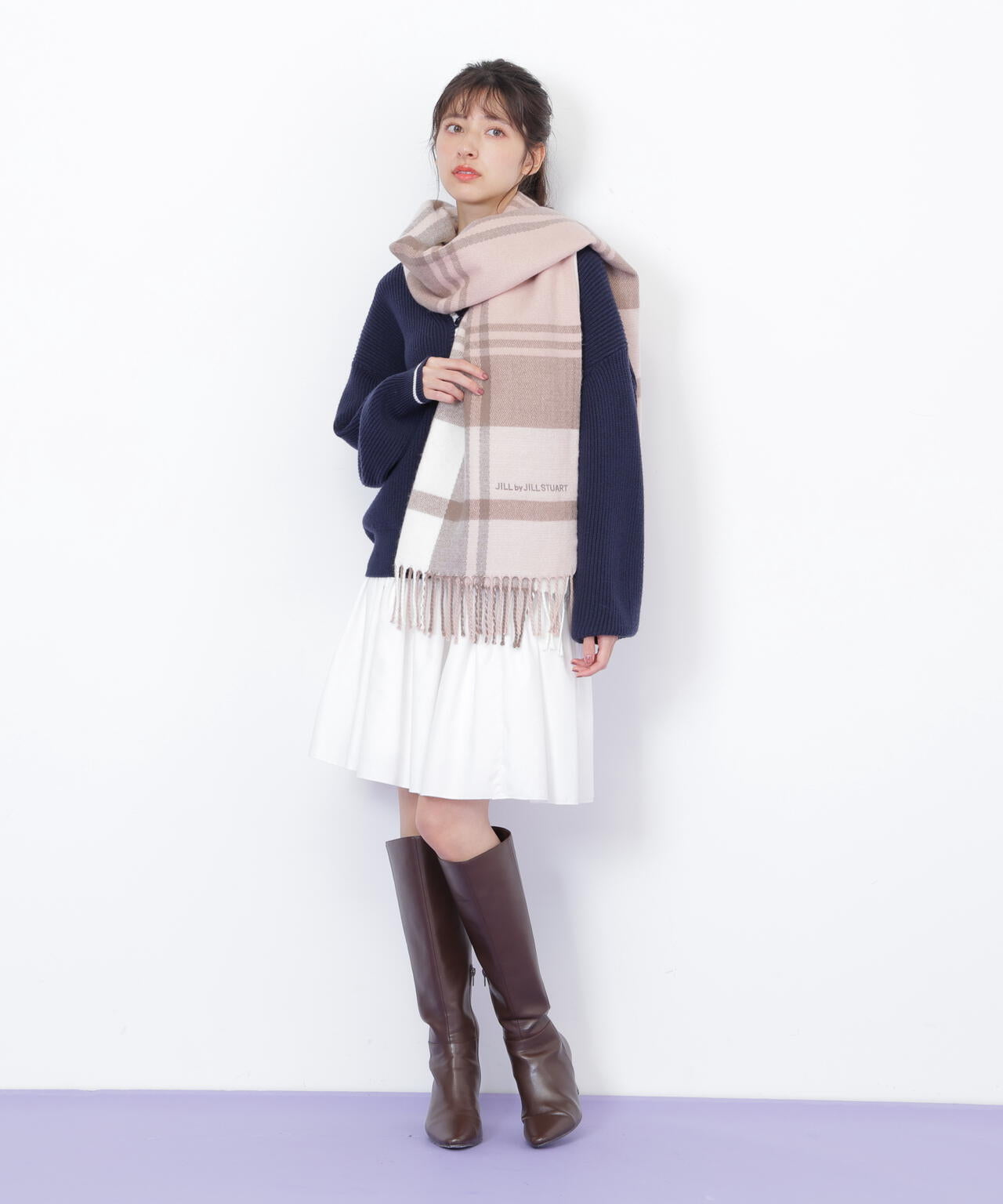 エンブロイダリーロゴチェックストール