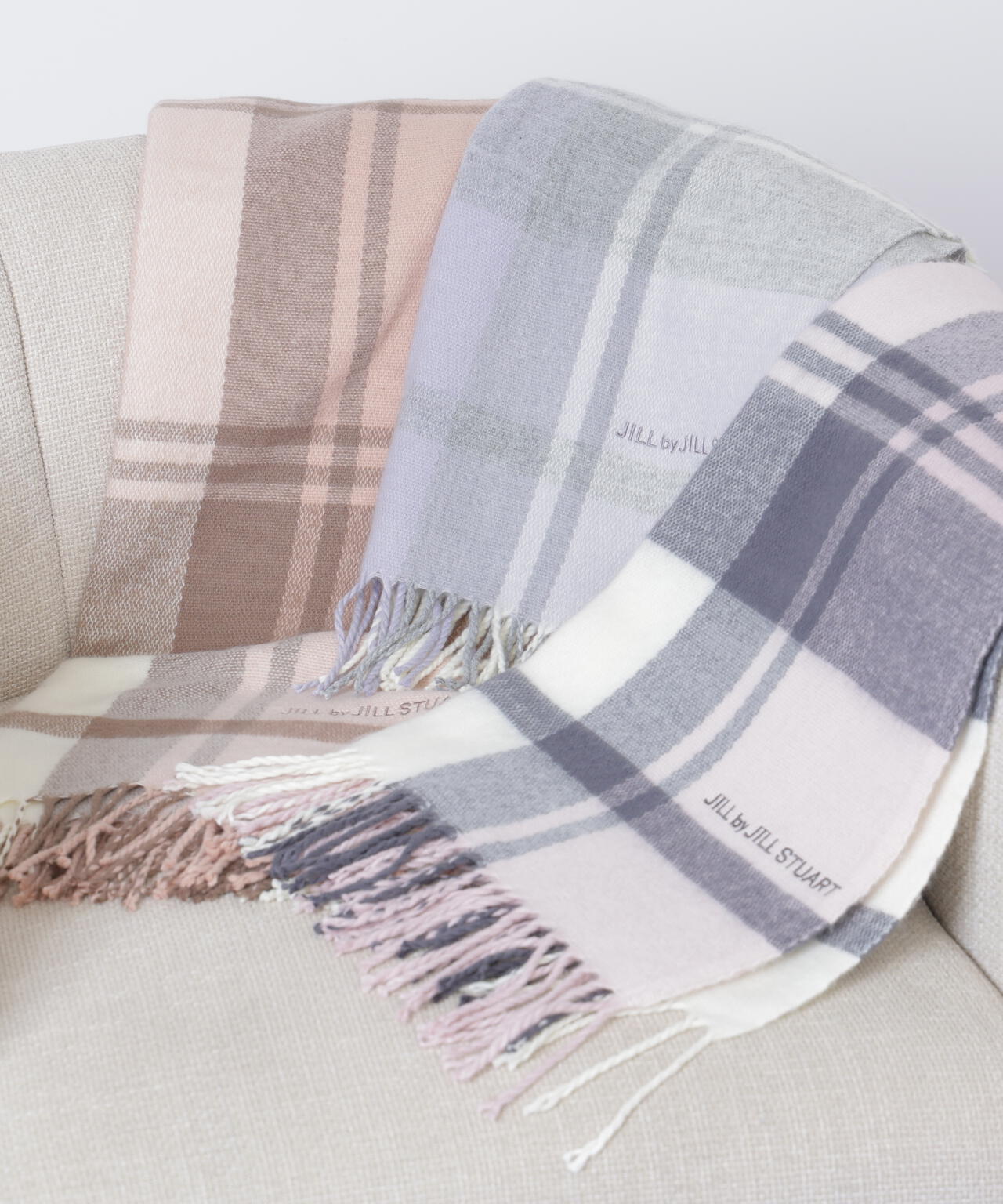 エンブロイダリーロゴチェックストール