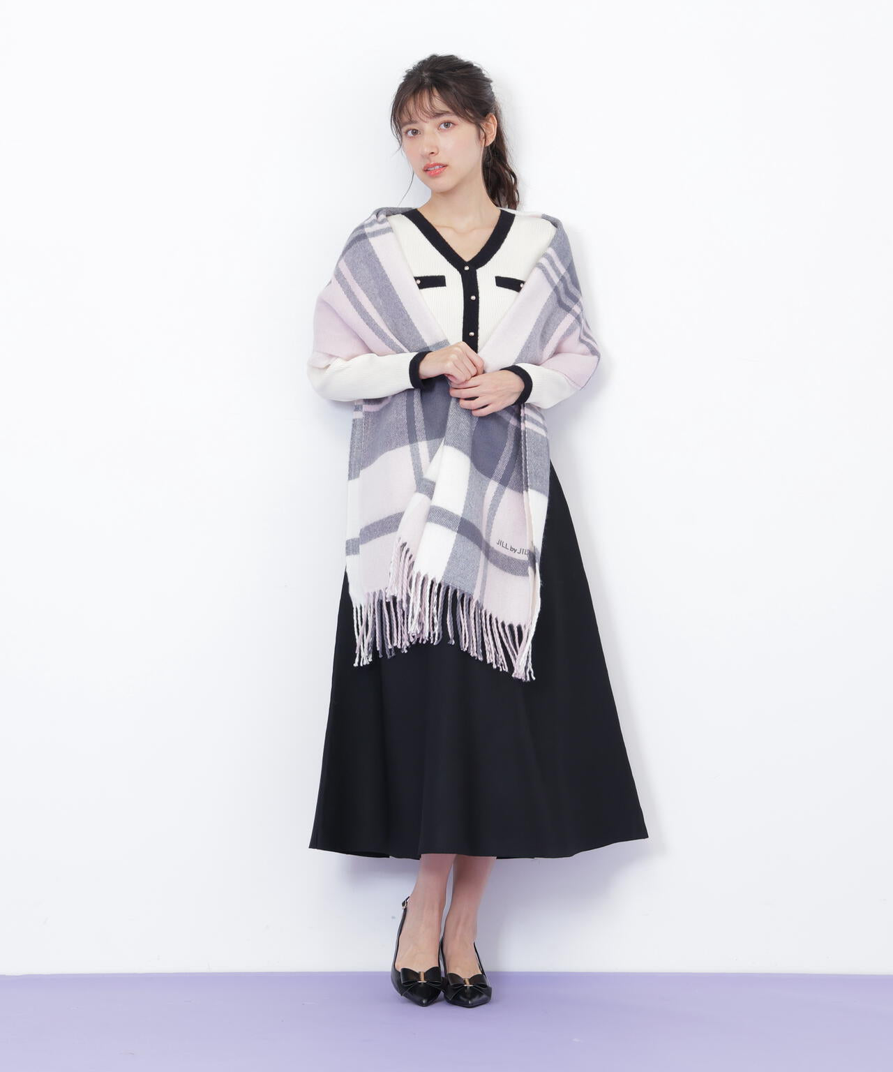 エンブロイダリーロゴチェックストール