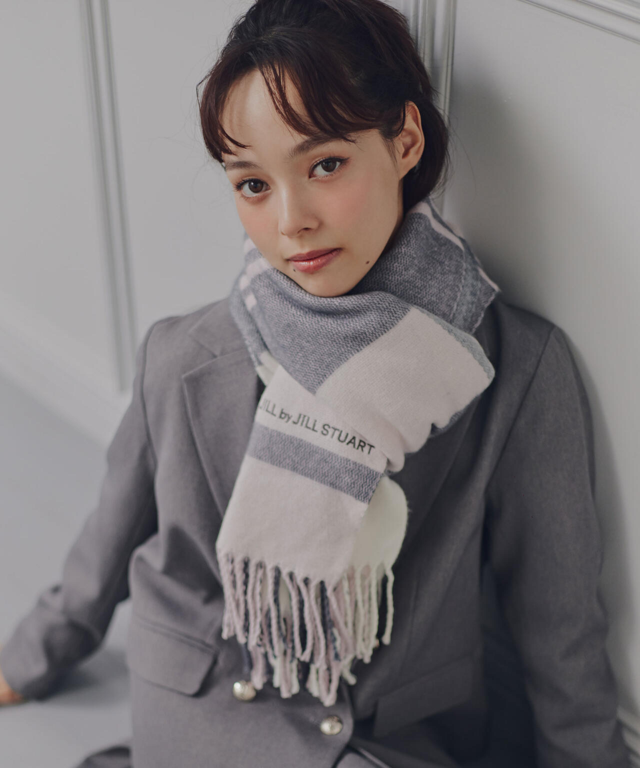 エンブロイダリーロゴチェックストール