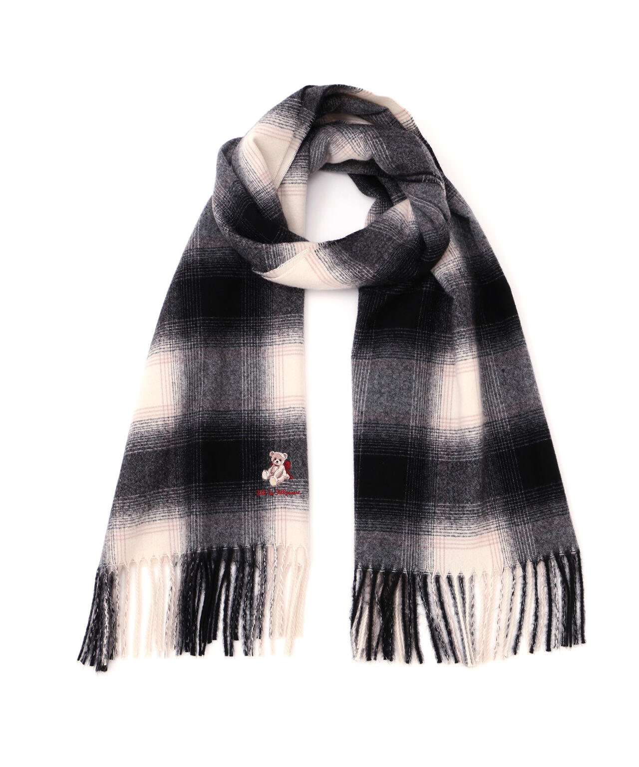 <BEARシリーズ>Holidayベア刺繍チェックストール