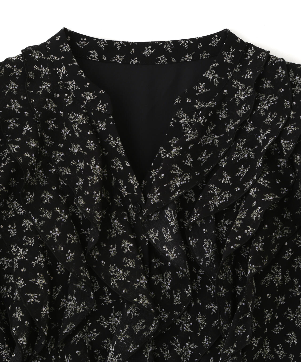 小花プリントフリルブラウス