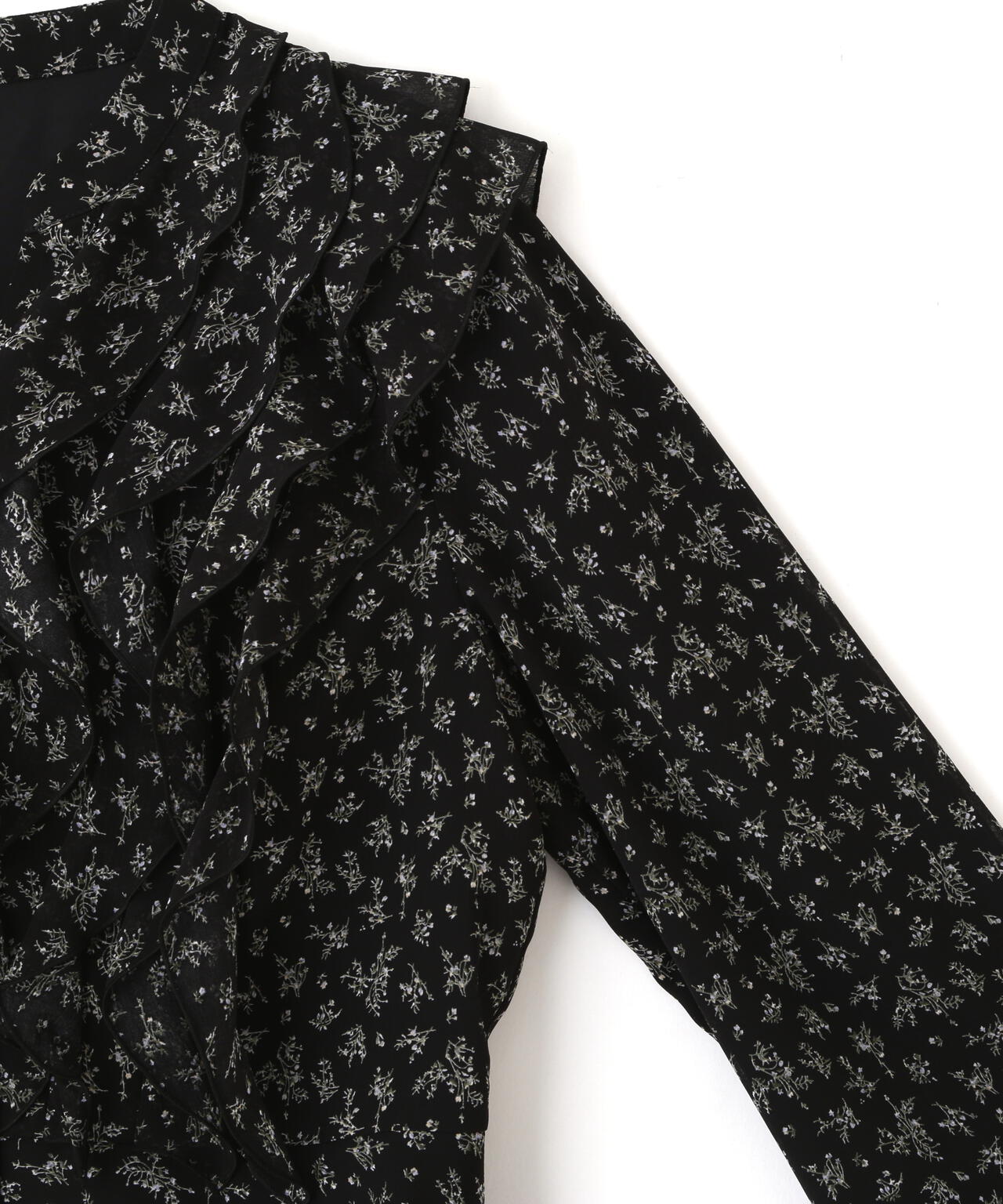 小花プリントフリルブラウス