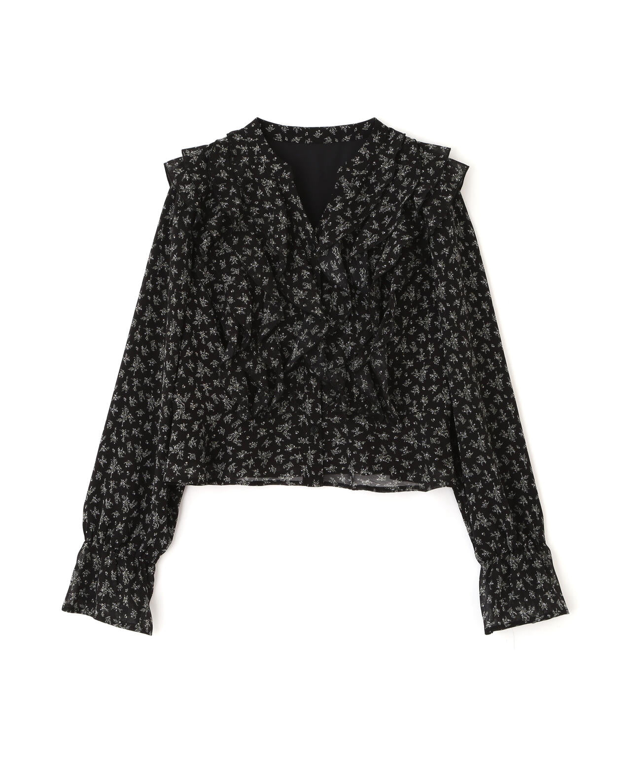 小花プリントフリルブラウス