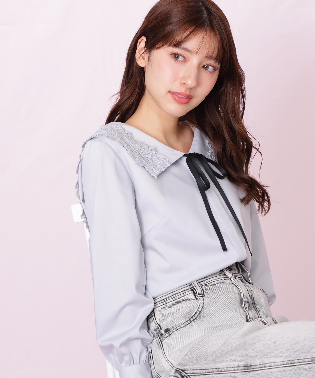 レースセーラーカラーブラウス