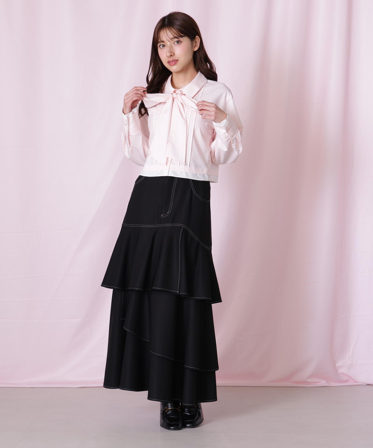 ヘムレイヤードクロップドシャツ