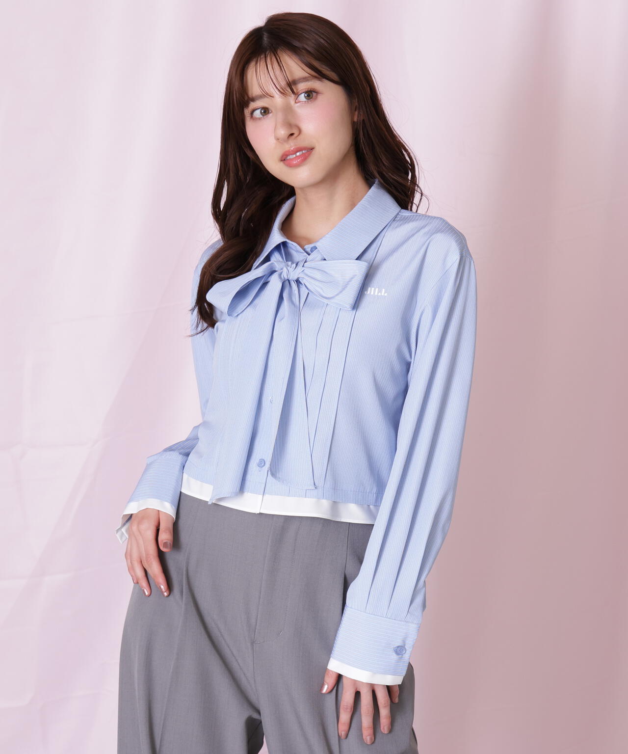 ヘムレイヤードクロップドシャツ