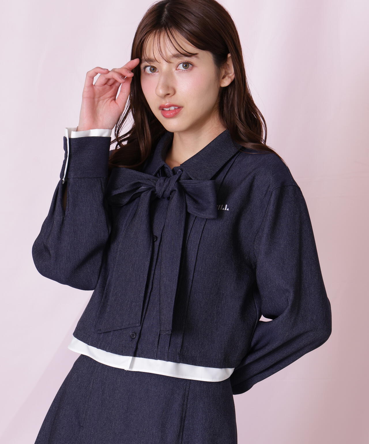 ヘムレイヤードクロップドシャツ