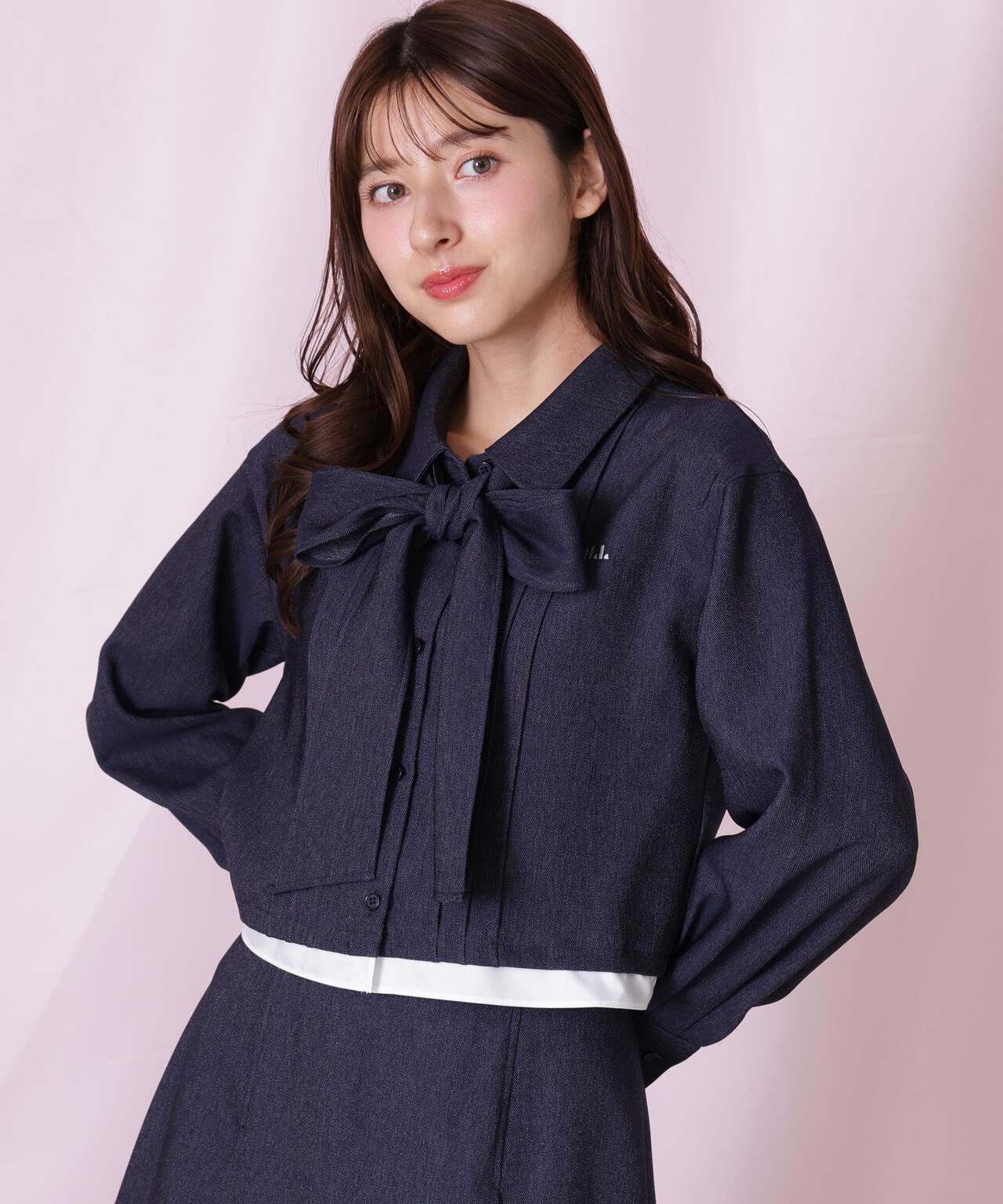 ヘムレイヤードクロップドシャツ