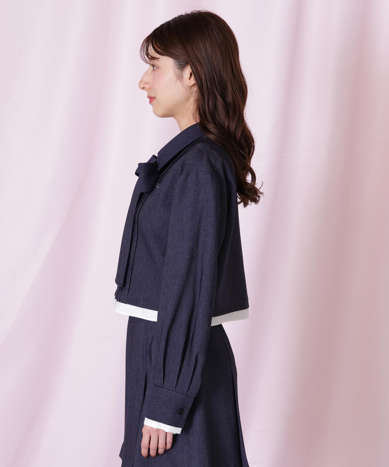 ヘムレイヤードクロップドシャツ