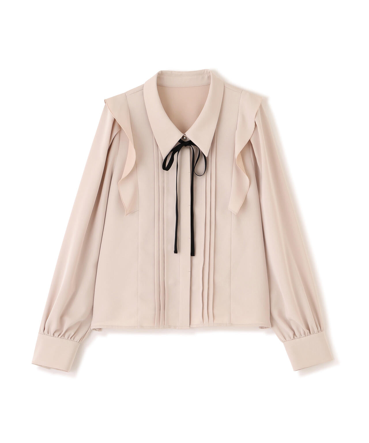 リボン付きピンタックブラウス