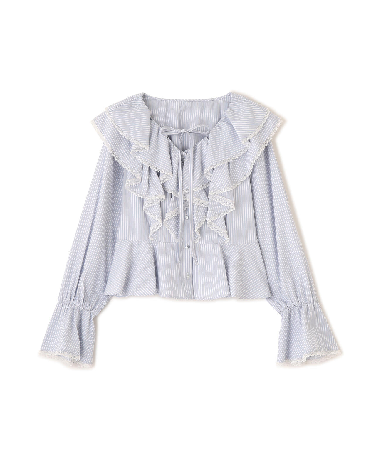 レーストリムラッフルブラウス
