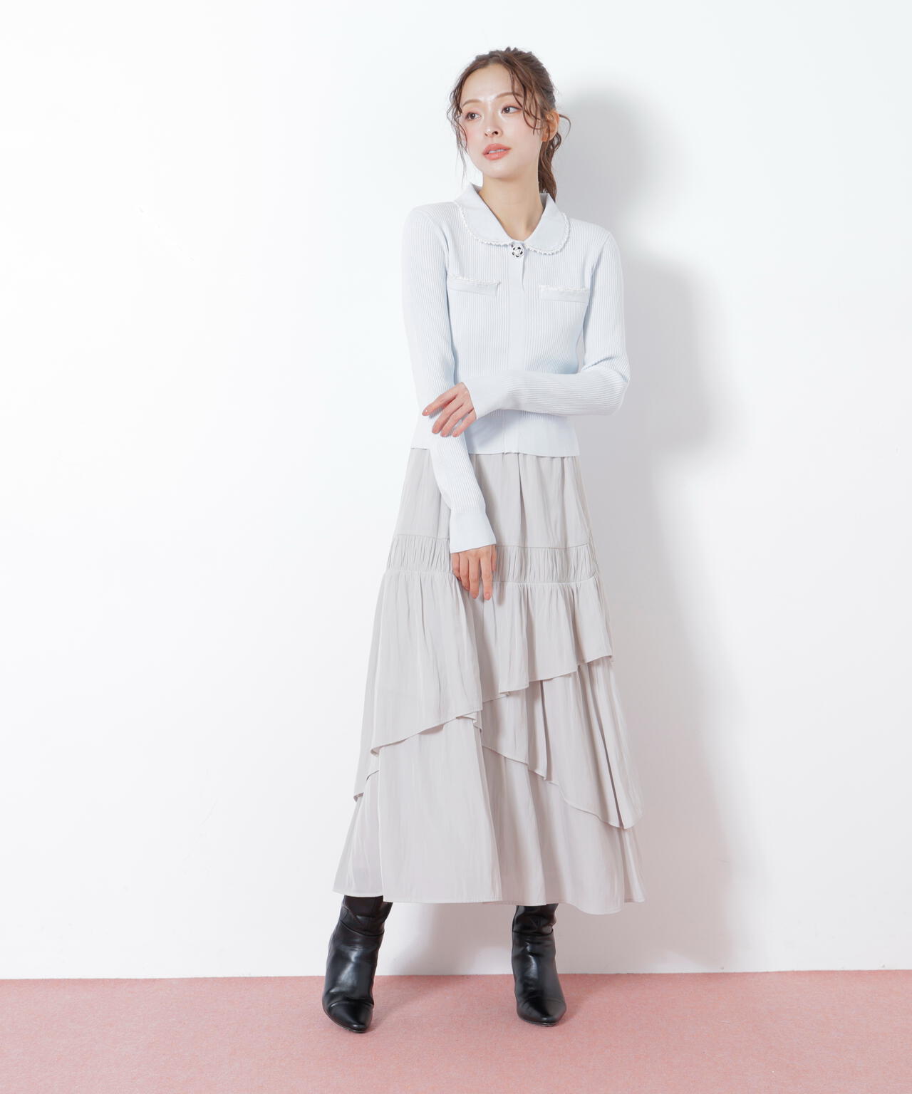 割線ランダムティアードスカート