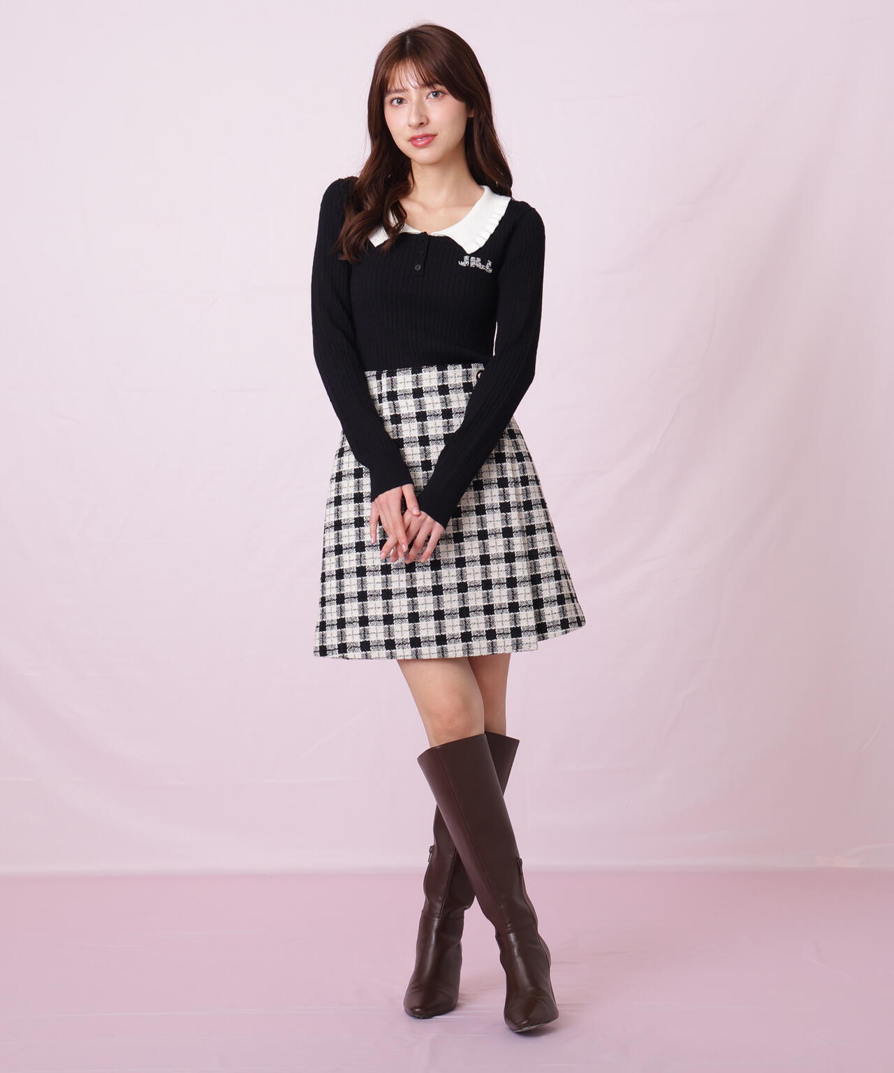 ブロックチェックツィードミニスカート