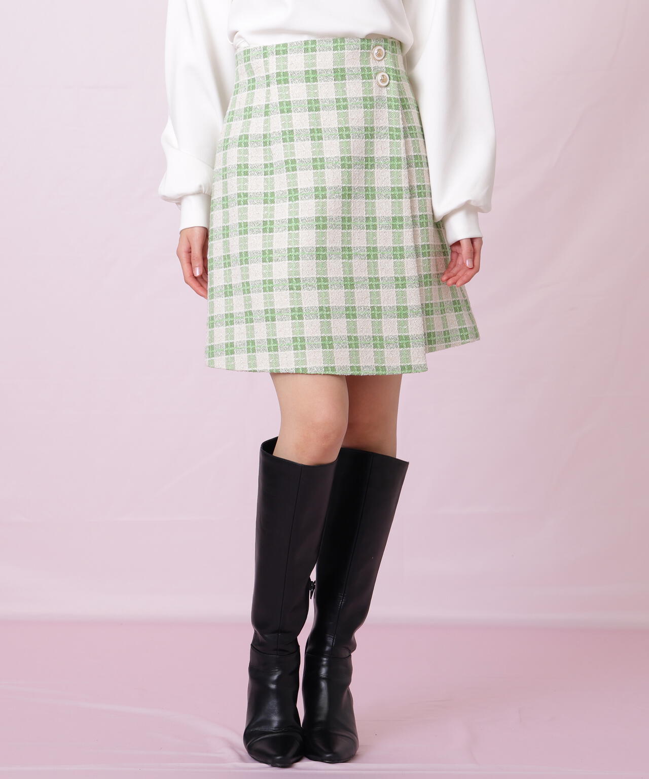 ブロックチェックツィードミニスカート