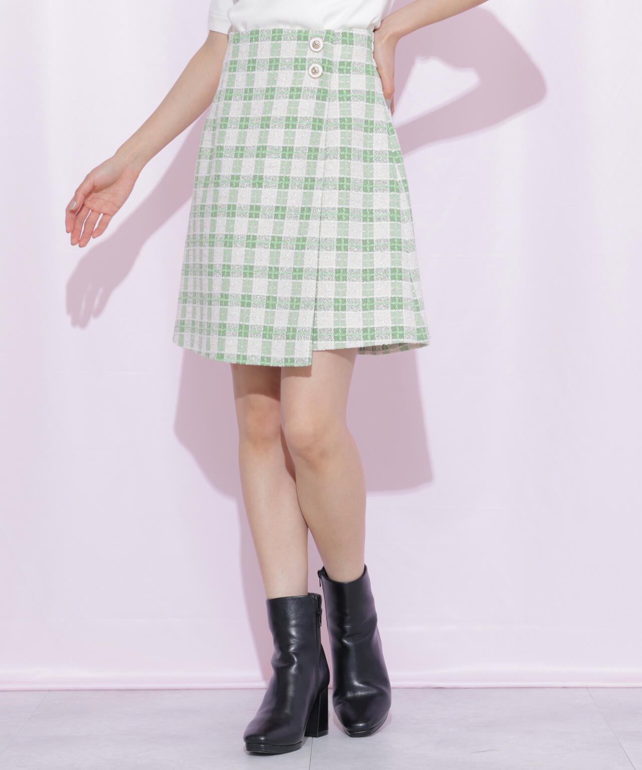 ブロックチェックツィードミニスカート