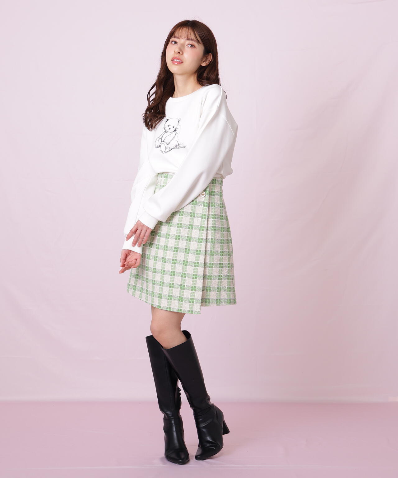 ブロックチェックツィードミニスカート