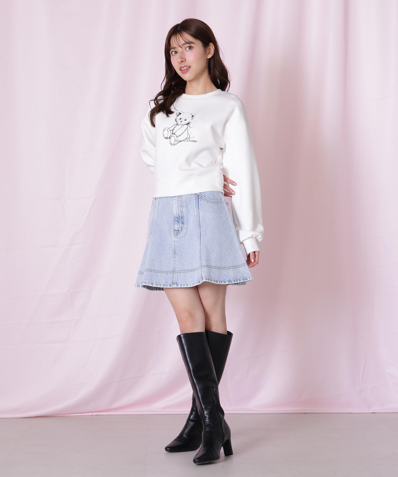 ハートボタンフレアミニスカート
