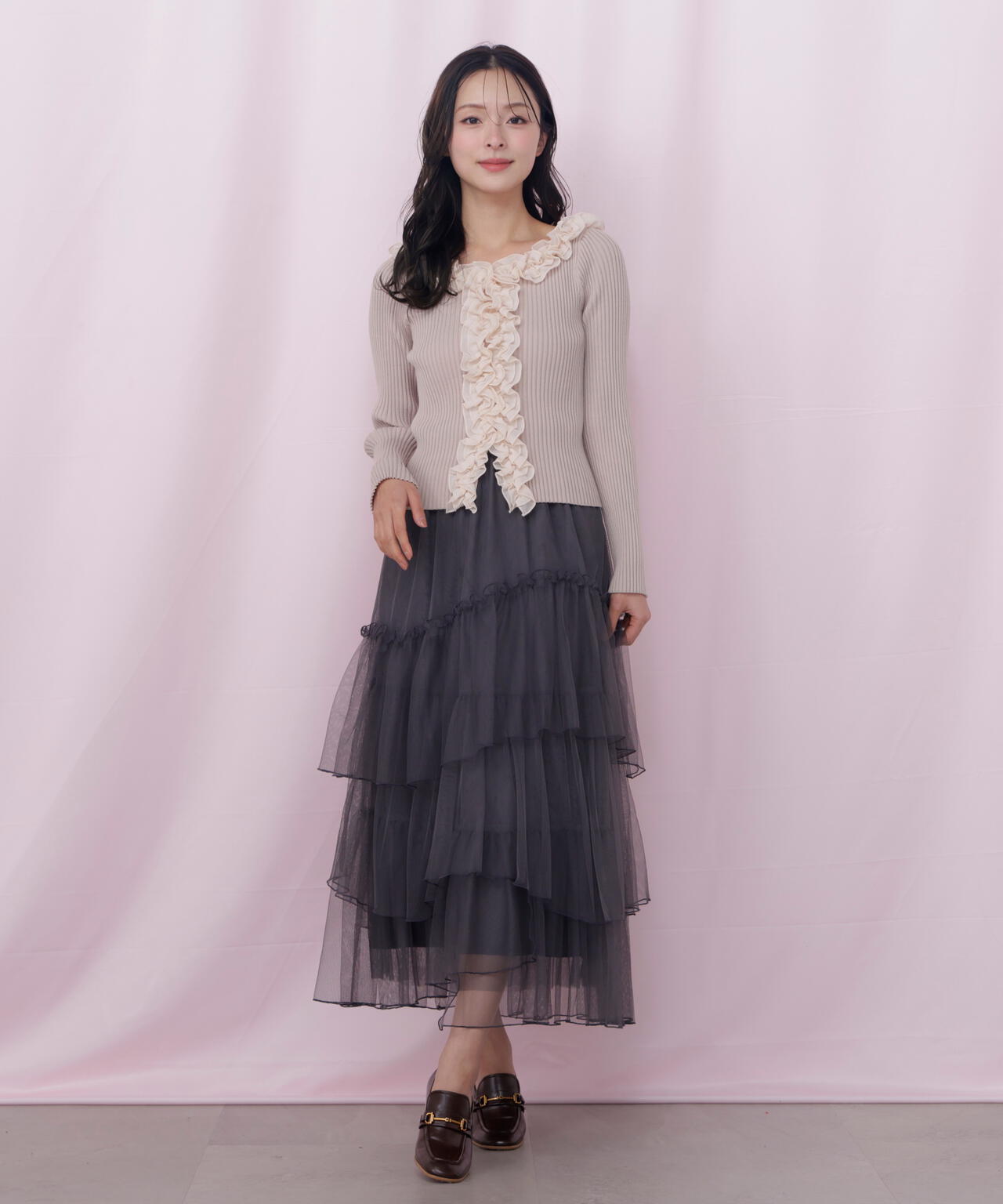 チュールランダムティアードスカート