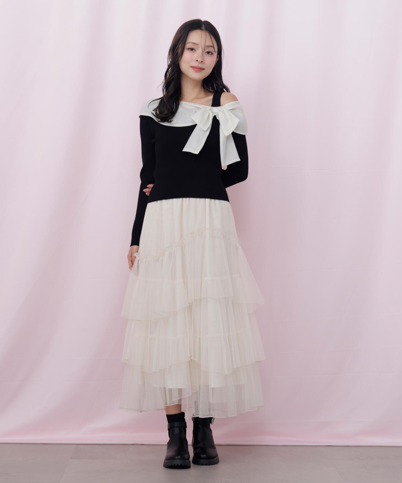 チュールランダムティアードスカート
