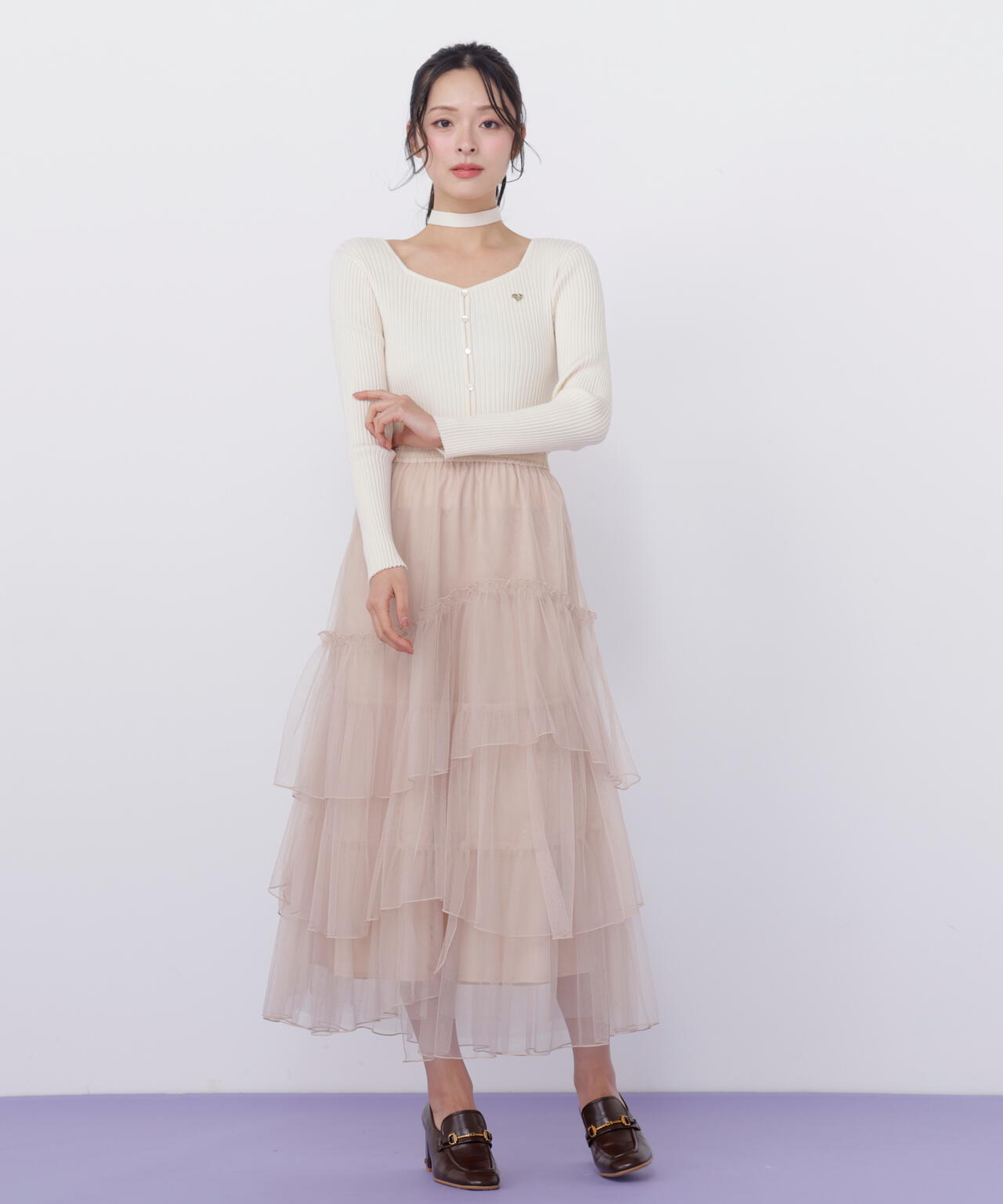 チュールランダムティアードスカート