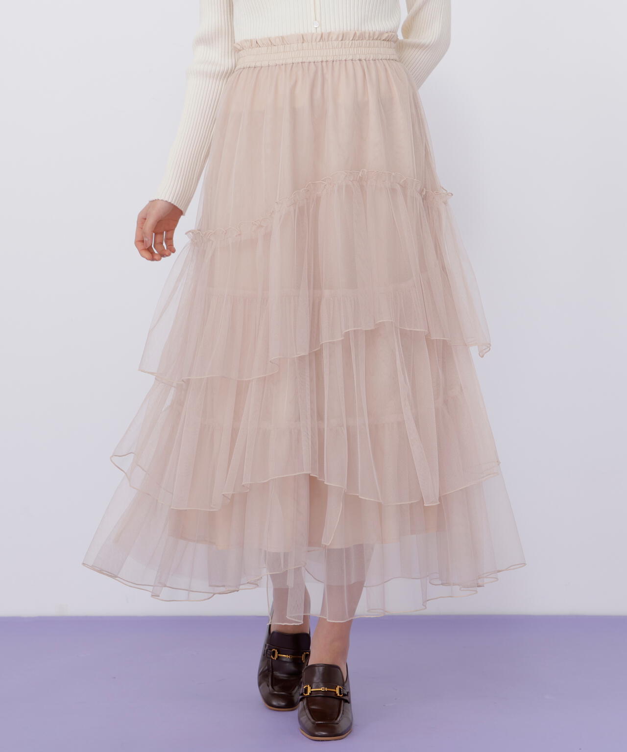 チュールランダムティアードスカート
