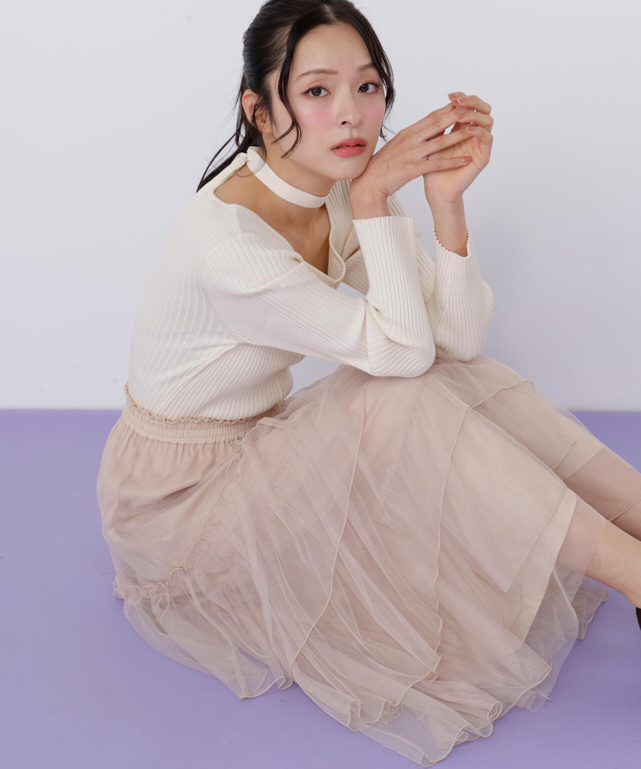 チュールランダムティアードスカート