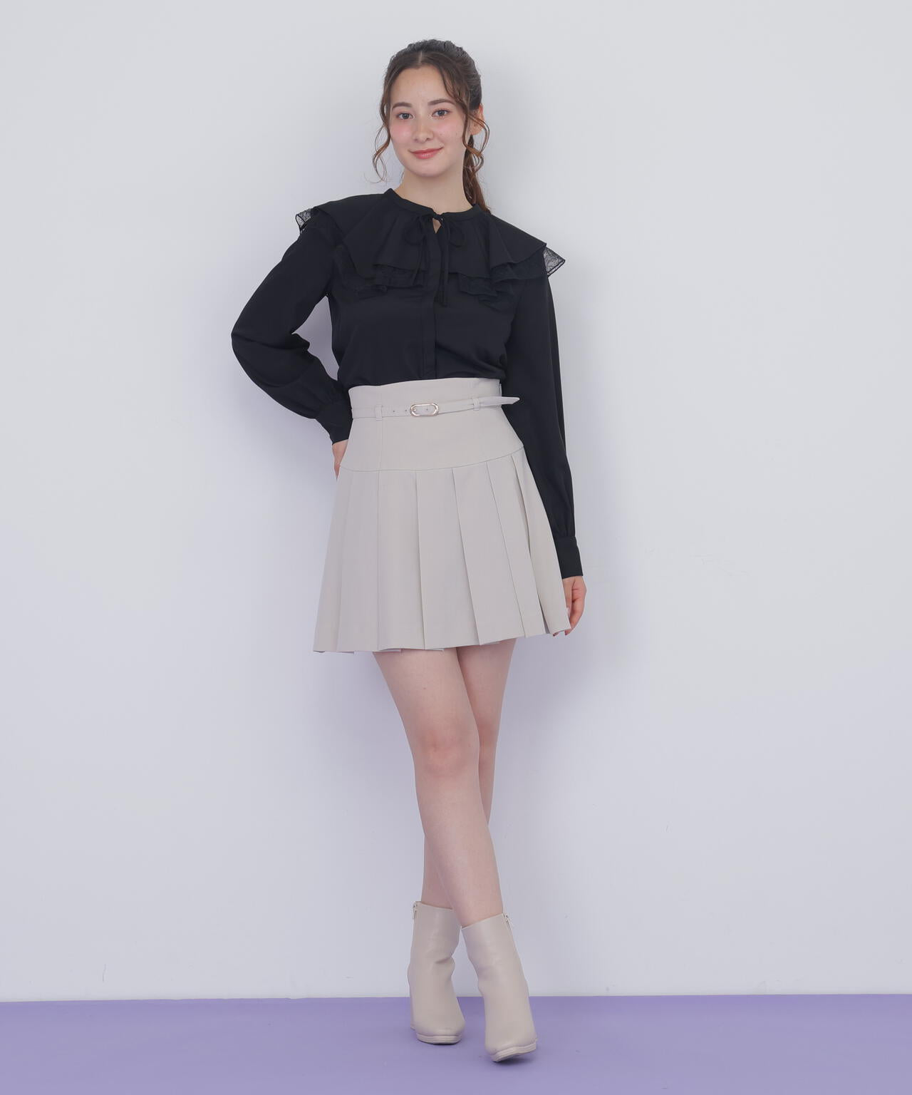 セットアップ対応プリーツミニスカート