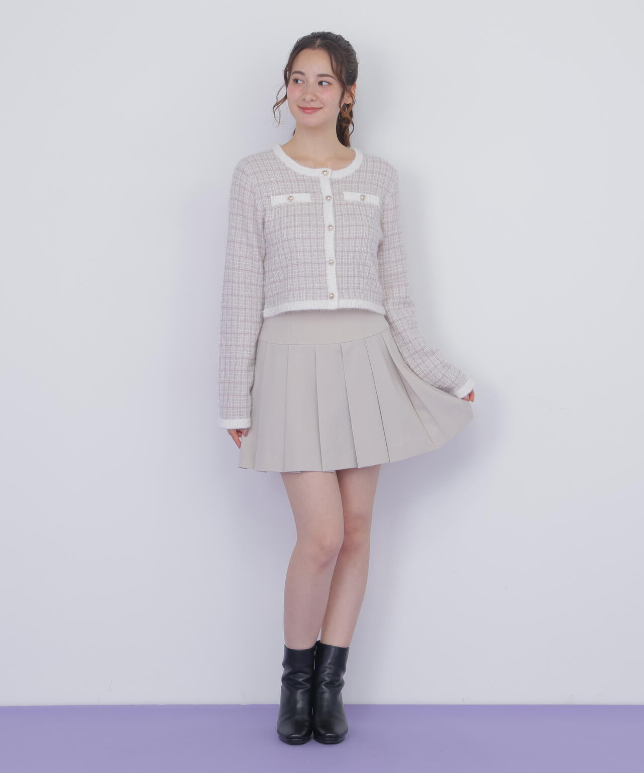 セットアップ対応プリーツミニスカート