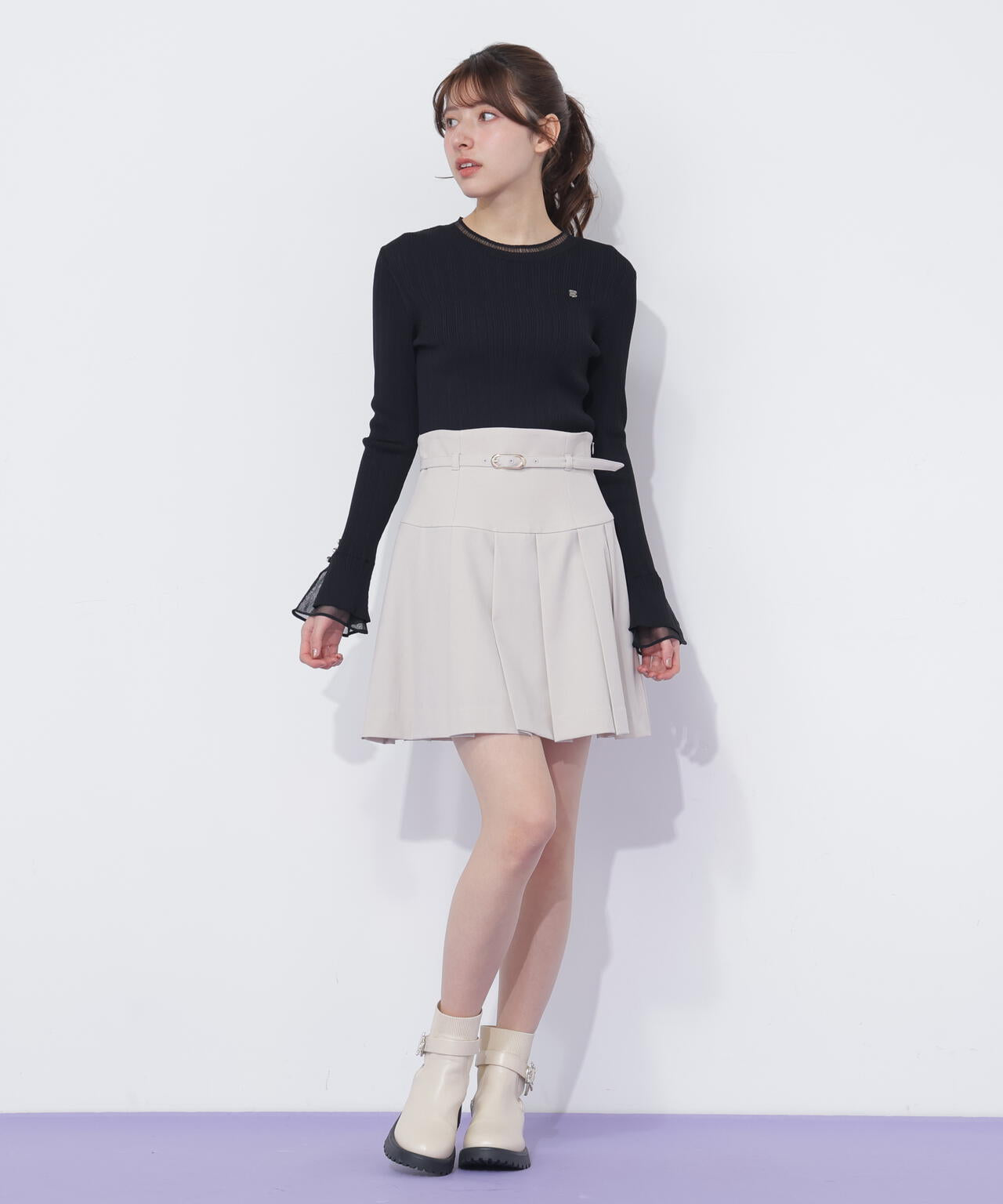 セットアップ対応プリーツミニスカート