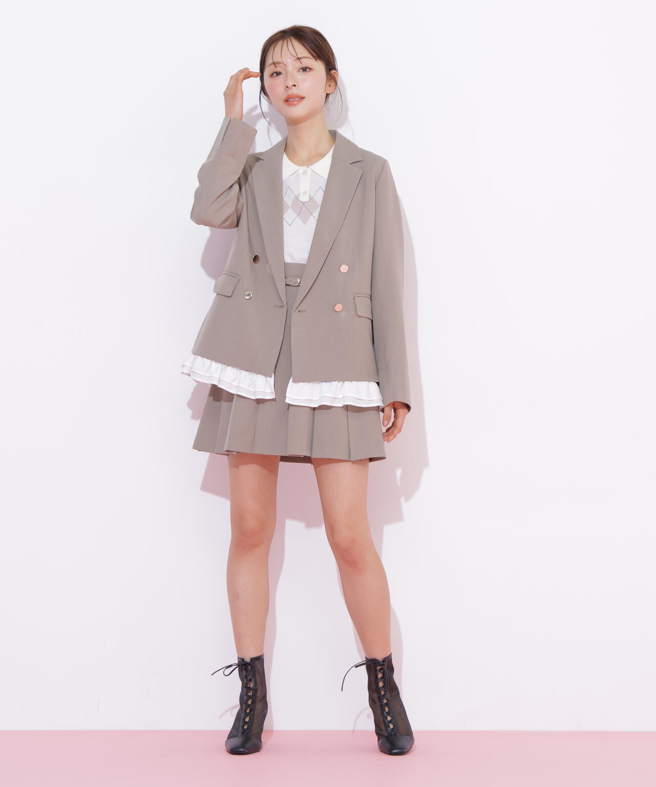 セットアップ対応プリーツミニスカート