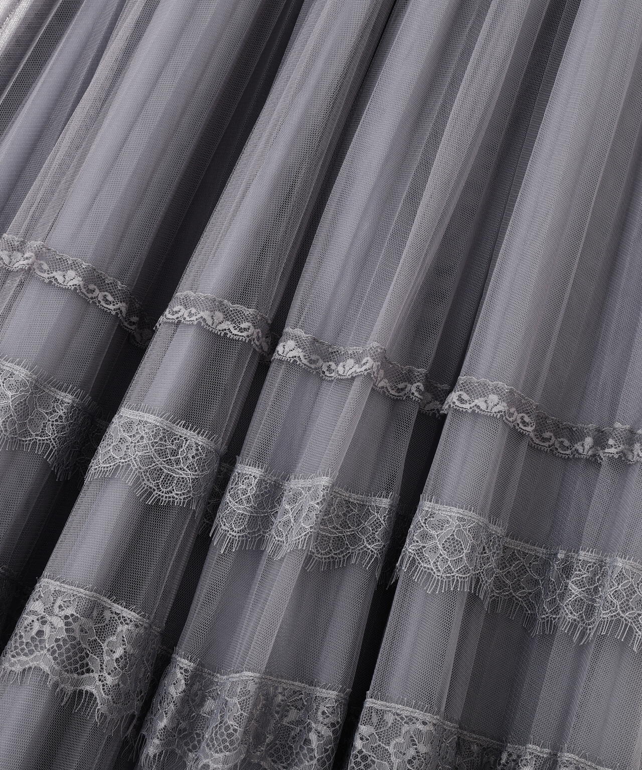 ヘムレースプリーツチュールスカート