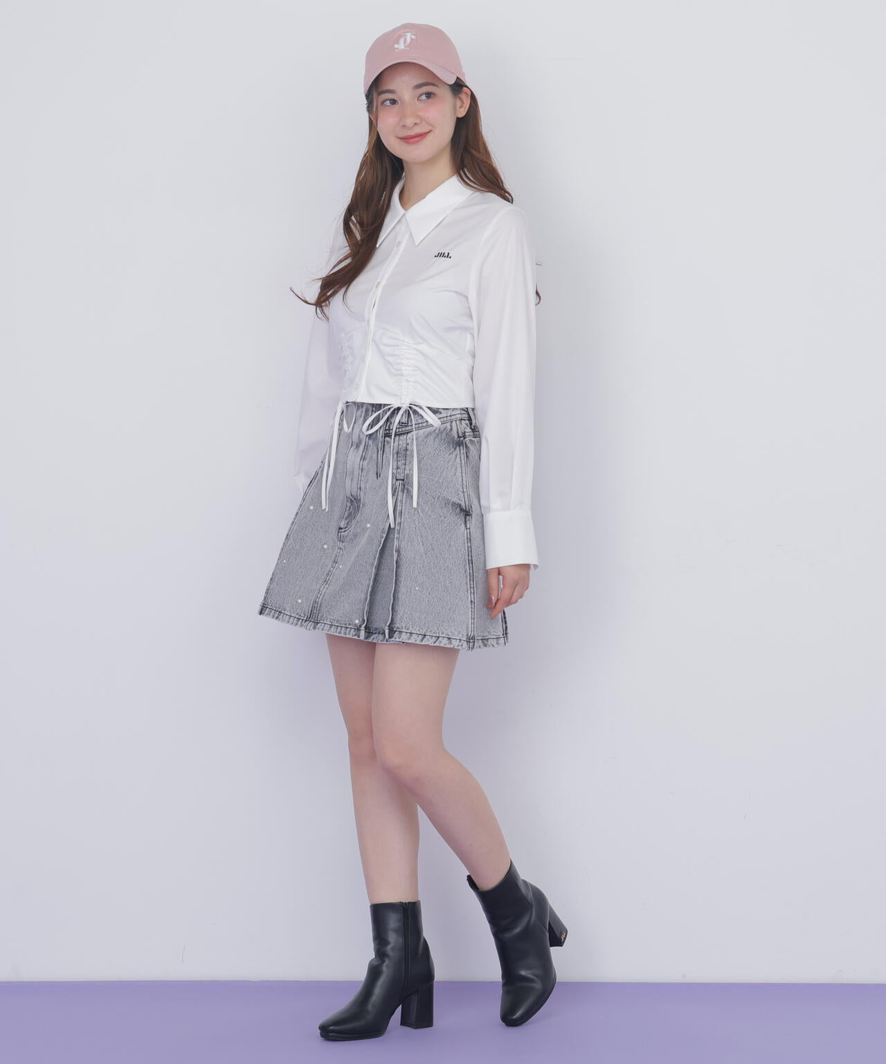 構築パネルデニムミニスカート