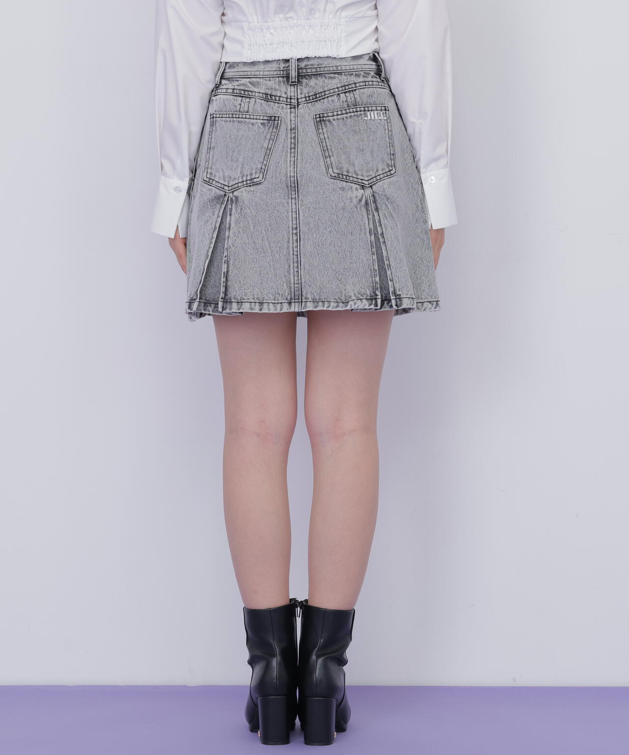 構築パネルデニムミニスカート