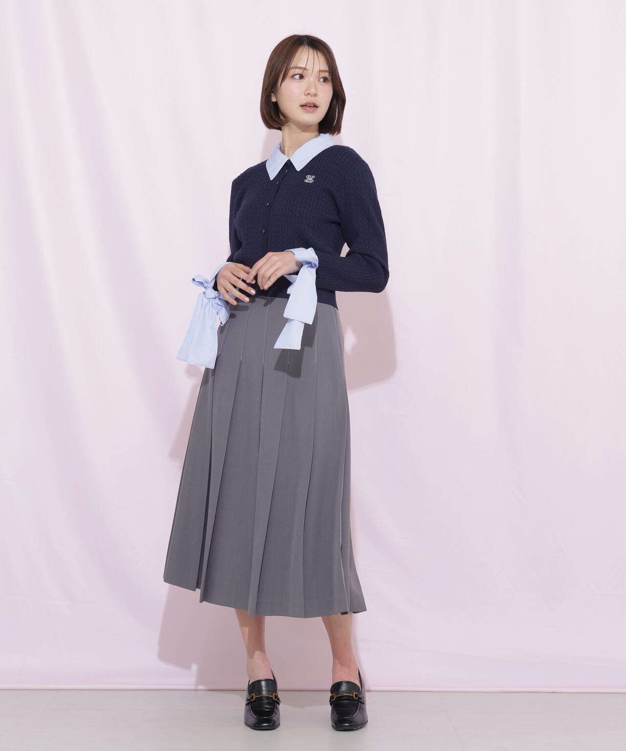 サイドベルトプリーツスカート
