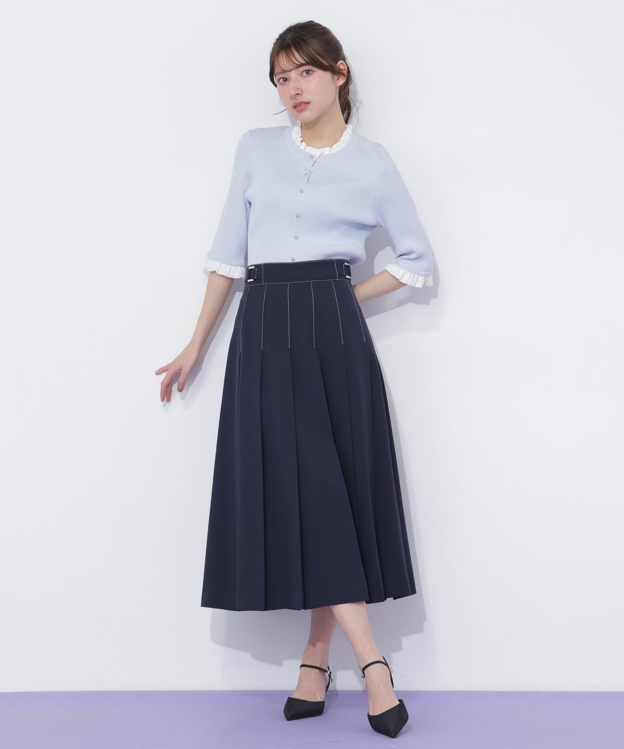 【6/12 10:00~6/15 SPECIAL COUPON 対象商品】サイドベルトプリーツスカート