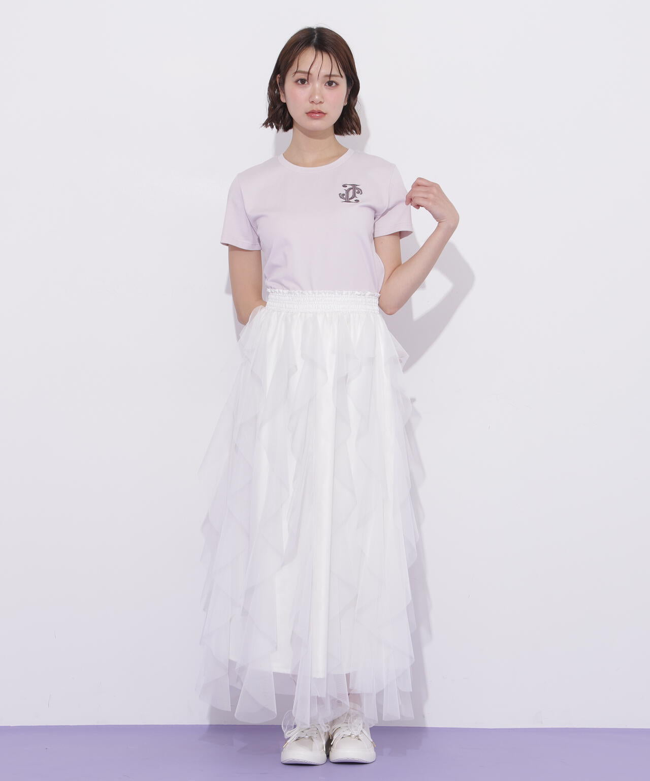 縦ラッフルシアースカート