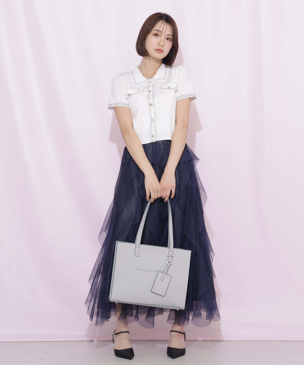 縦ラッフルシアースカート