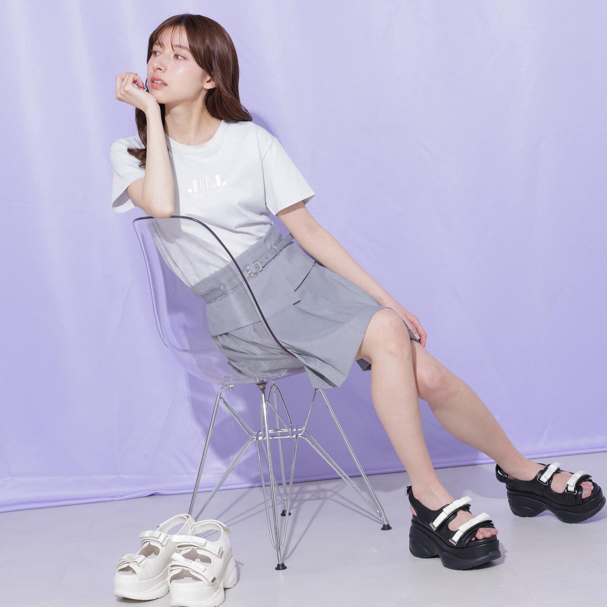 ウエストマークプリーツミニスカート