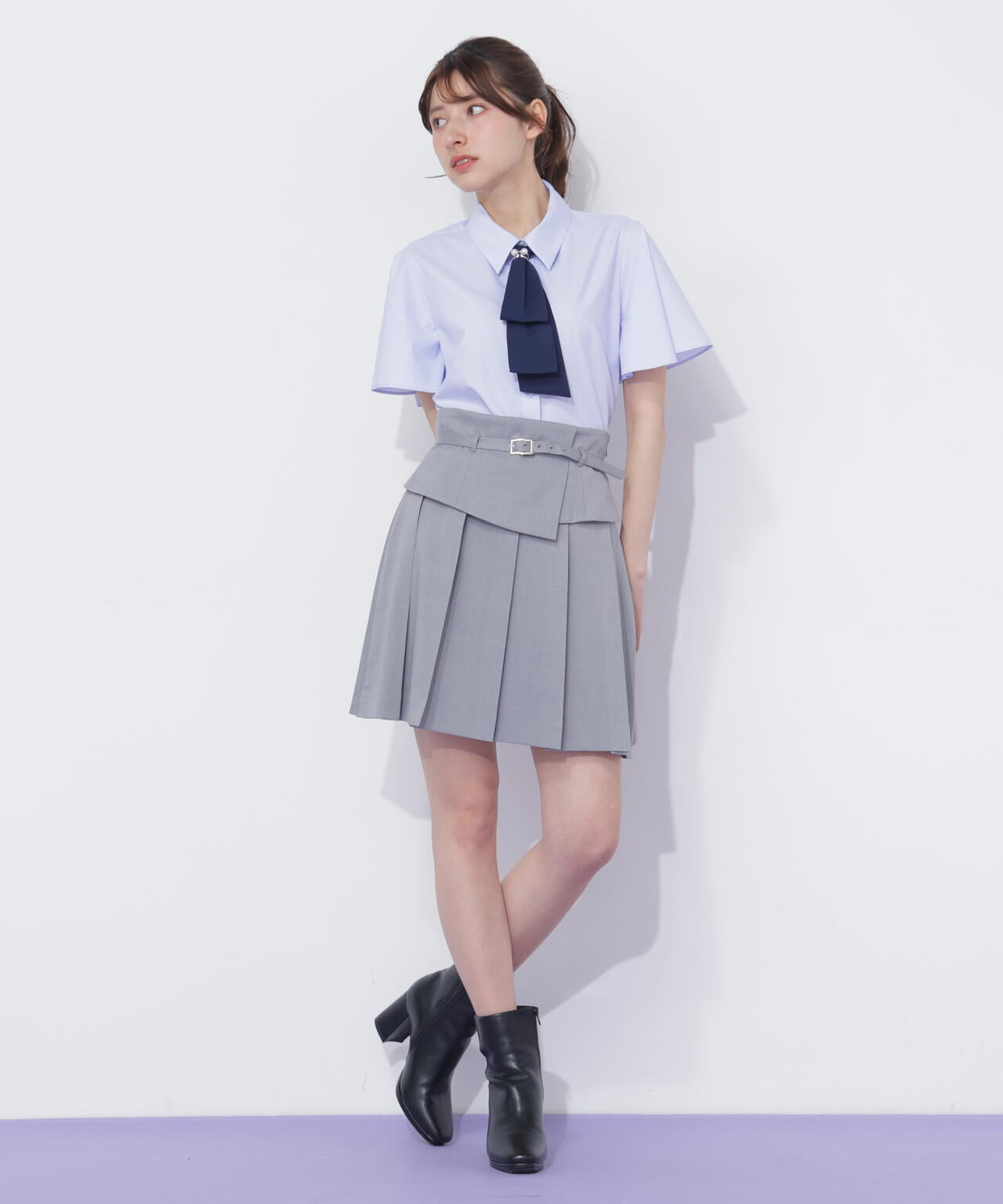 ウエストマークプリーツミニスカート