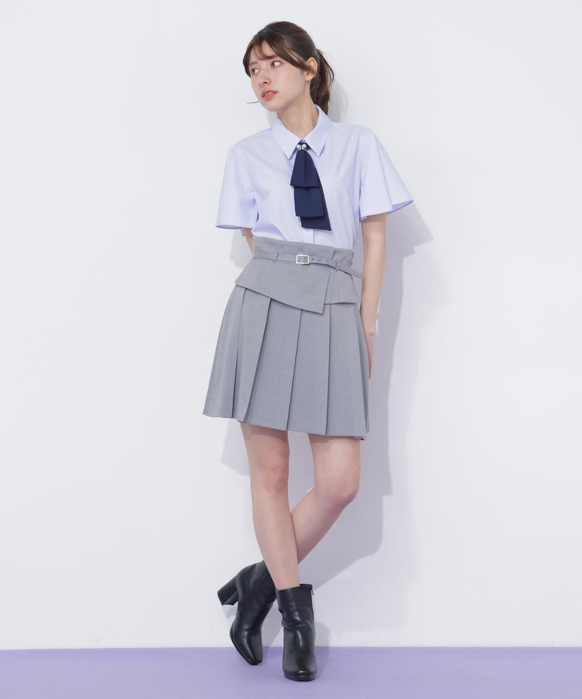 ウエストマークプリーツミニスカート