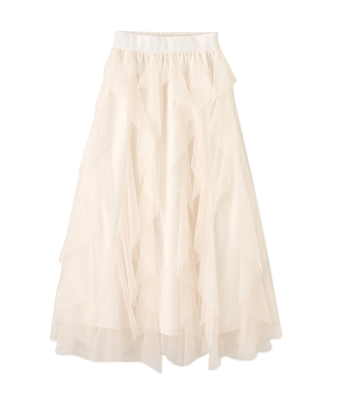 縦ラッフルチュールスカート